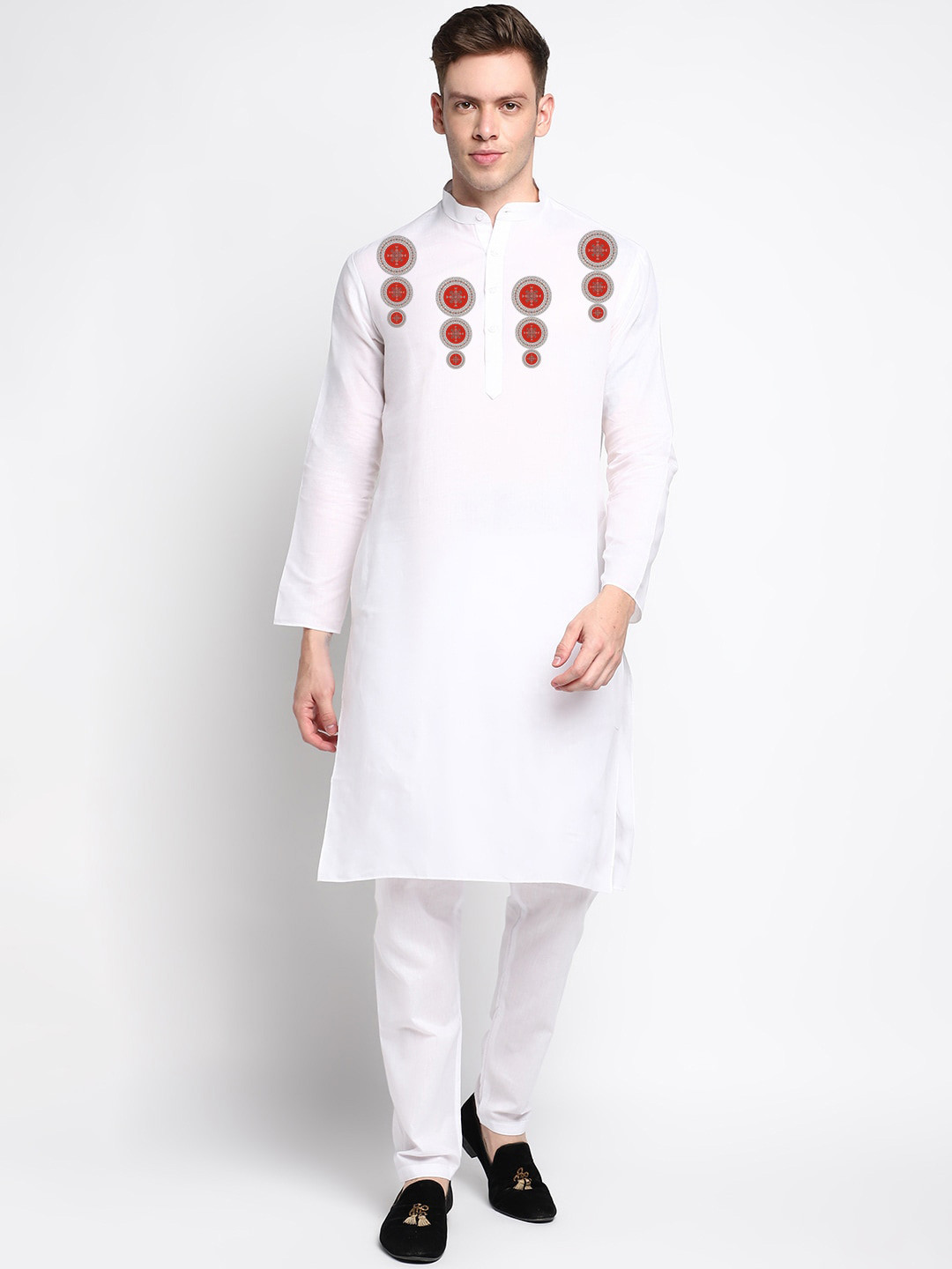 

DEVOILER Ethnic Motifs Printed Kurta With Pyjamas, White