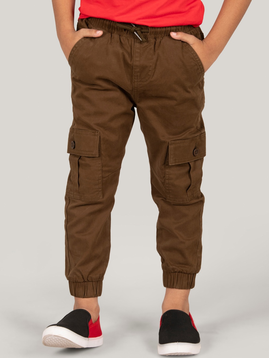 

Zalio Boys Mid-Rise Cargos Joggers, Brown