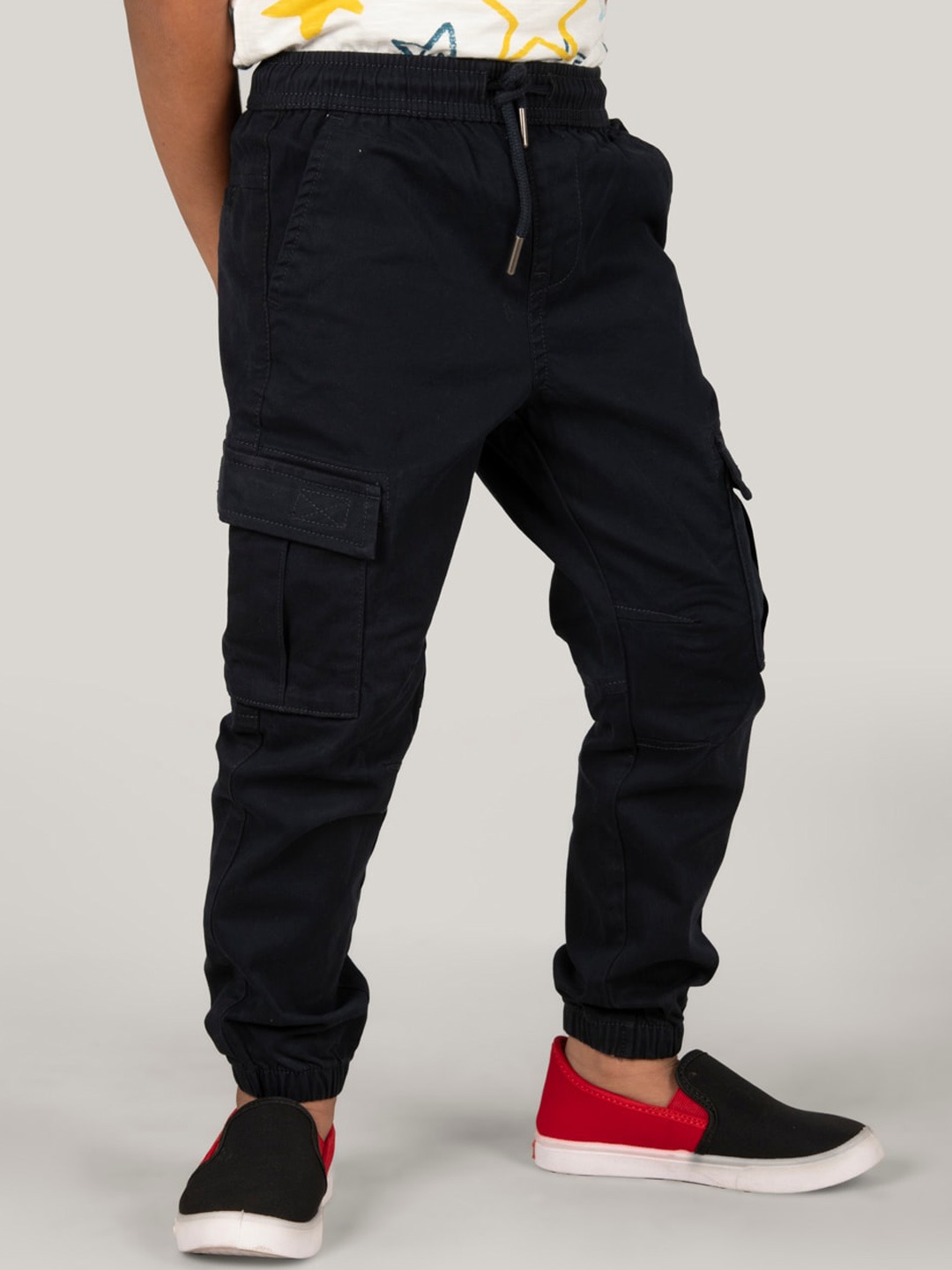 

Zalio Boys Mid-Rise Cargos Joggers, Navy blue