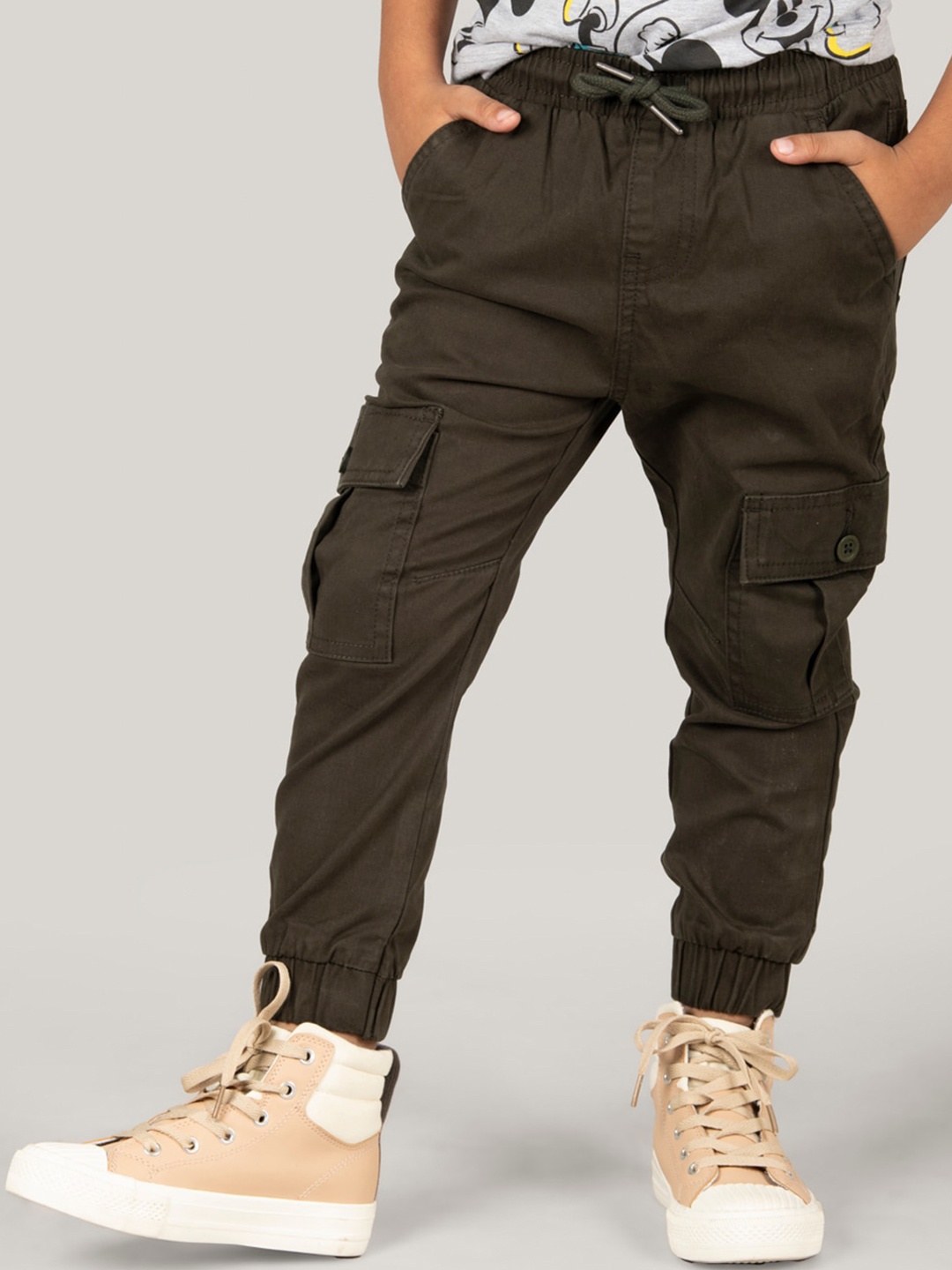 

Zalio Boys Mid-Rise Cargos Joggers, Olive
