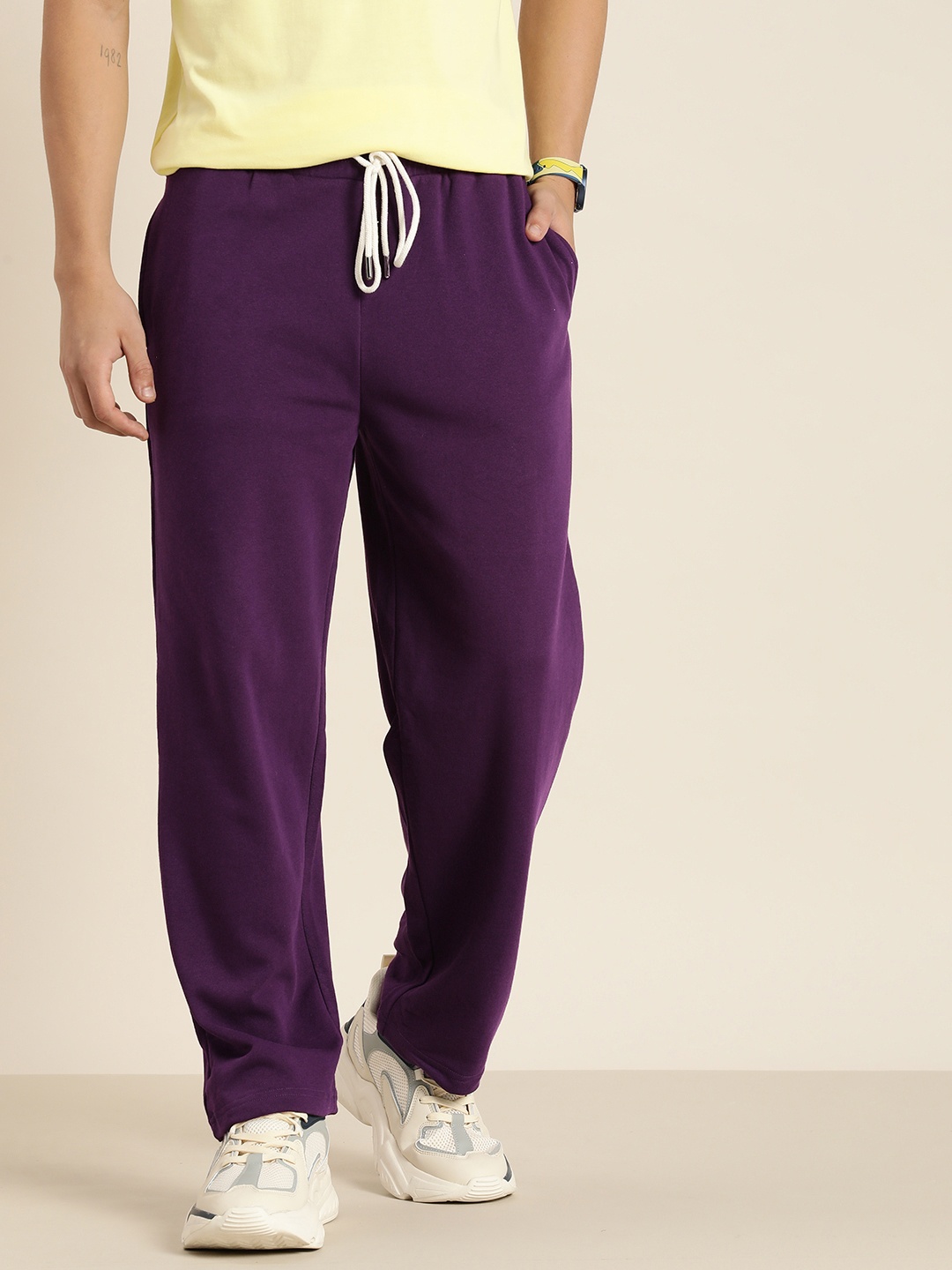 

DILLINGER Men Lightweight Relaxed Fit Baggy Kintted Track Pants, Purple