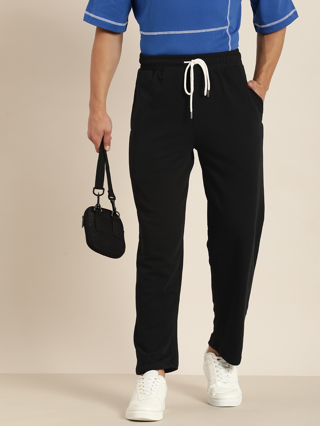 

DILLINGER Men Lightweight Relaxed Fit Baggy Kintted Track Pants, Black