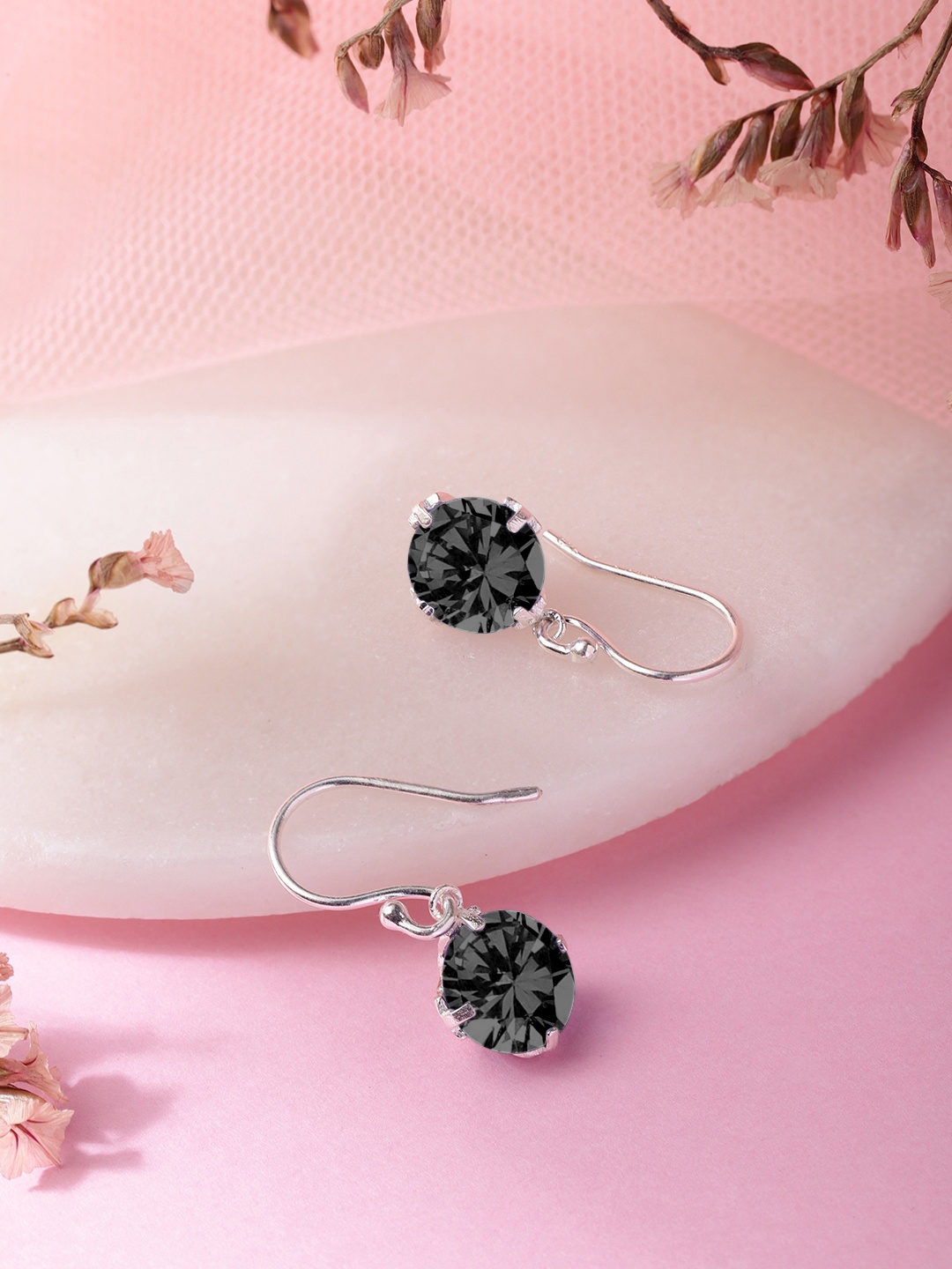 

Zavya 925 Pure Sterling Silver Rhodium-Plated CZ Circular Drop Earrings