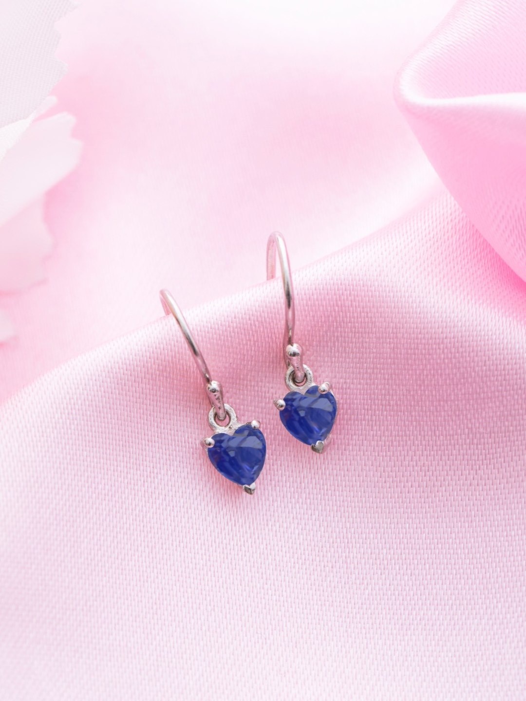 

Zavya 925 Pure Sterling Silver Rhodium-Plated CZ Heart Shaped Drop Earrings