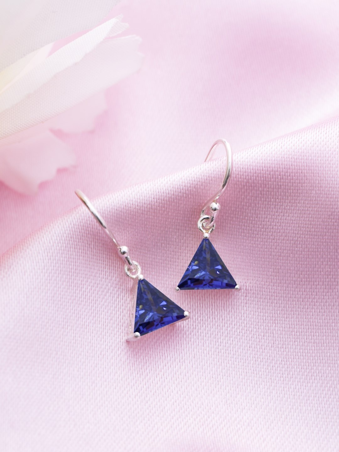 

Zavya 925 Pure Sterling Silver Rhodium-Plated CZ Triangular Drop Earrings