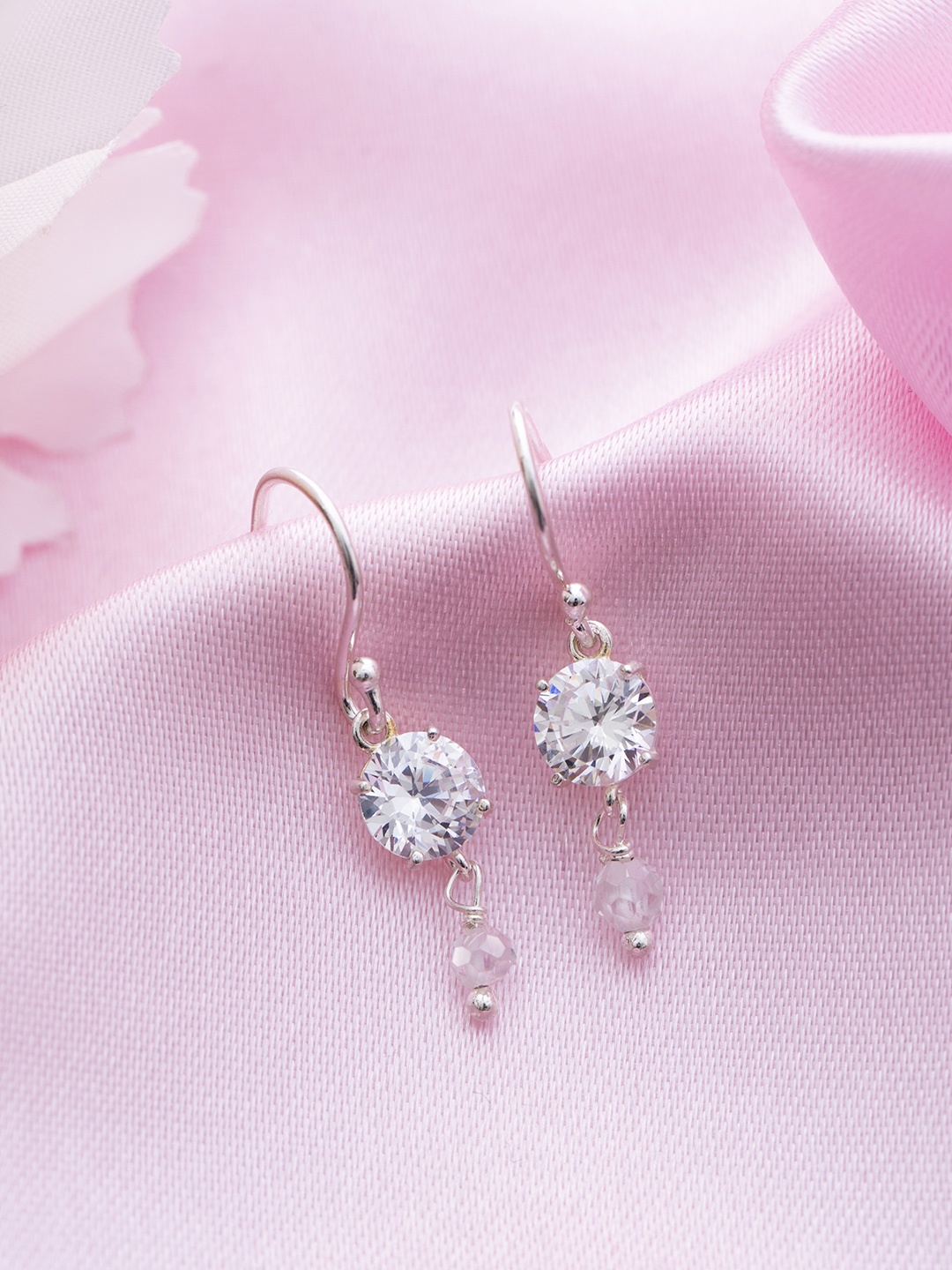 

Zavya 925 Pure Sterling Silver Rhodium-Plated CZ Contemporary Drop Earrings