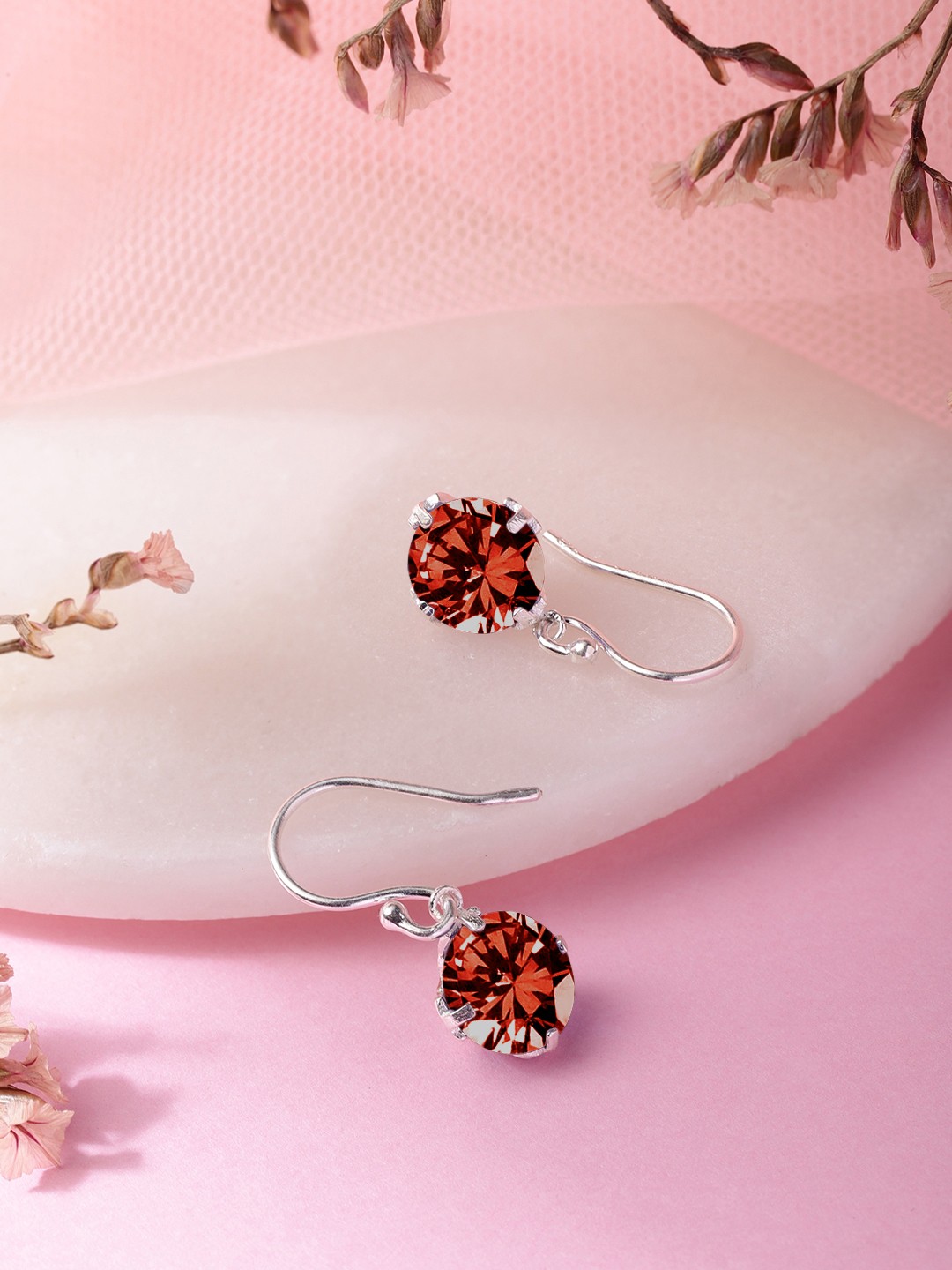 

Zavya 925 Pure Sterling Silver Rhodium-Plated CZ Circular Drop Earrings