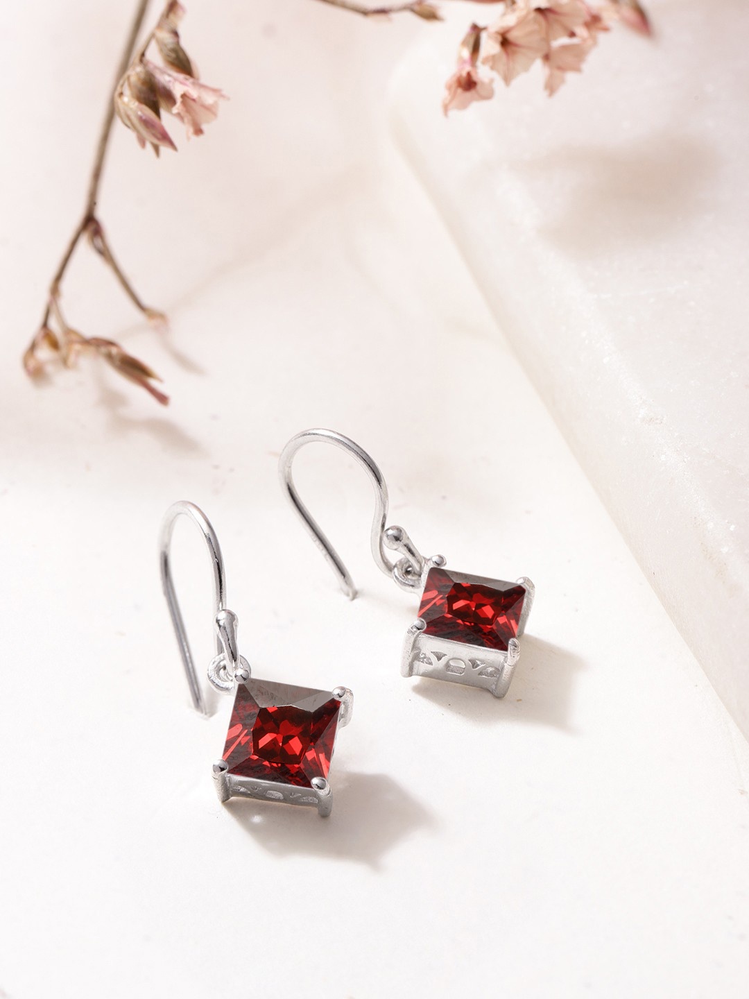 

Zavya 925 Pure Sterling Silver Rhodium-Plated CZ Diamond Shaped Drop Earrings