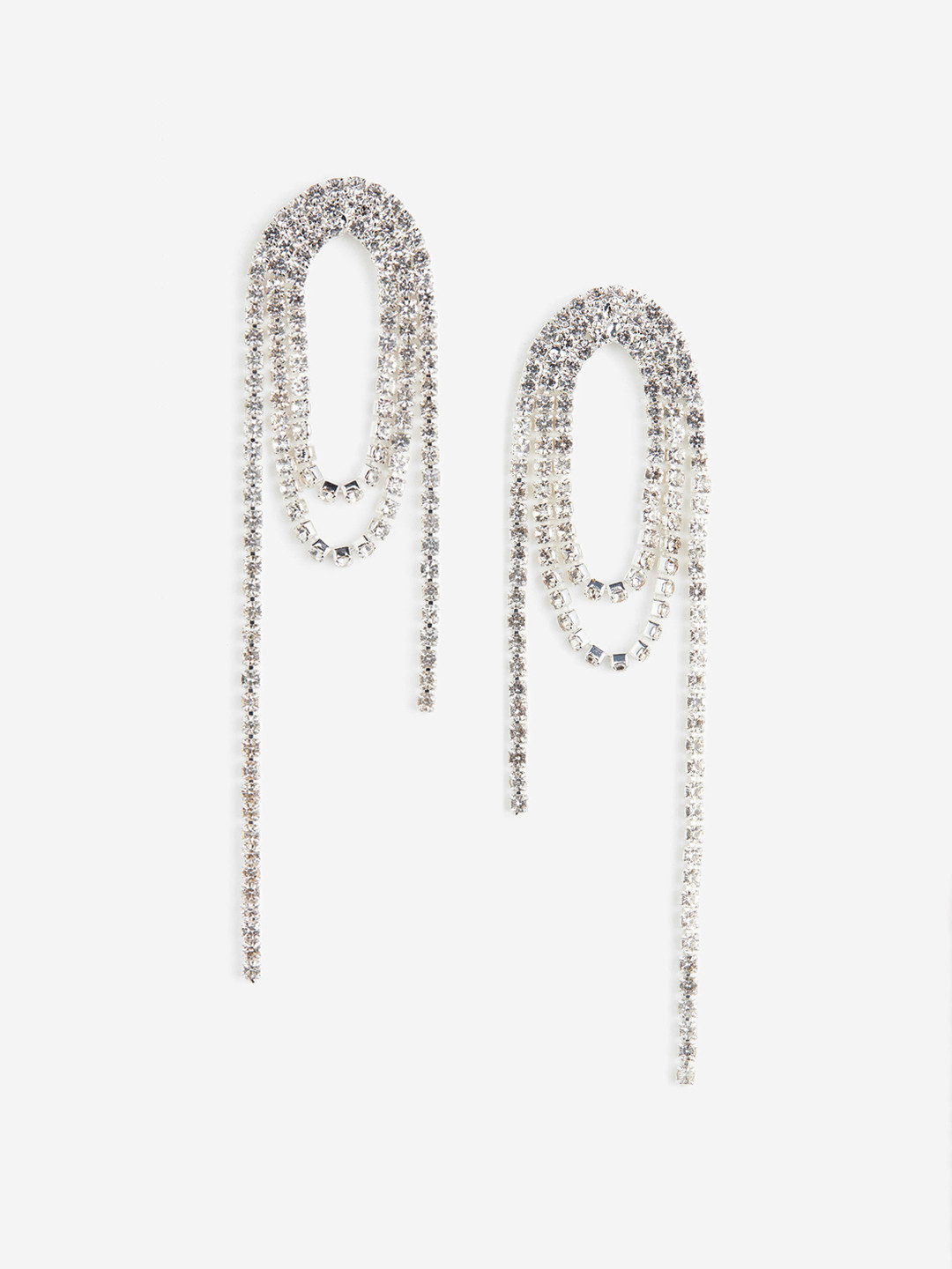 

H&M Rhinestone-Chain Earrings, Silver