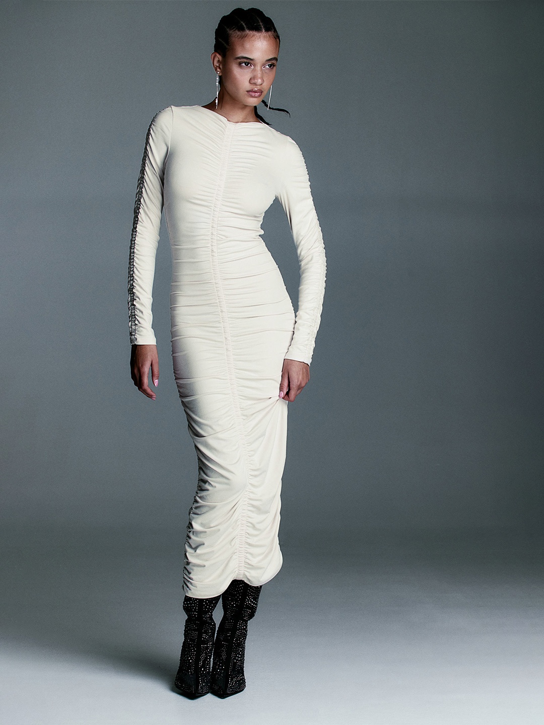 

H&M Draped Bodycon Dress, Off white