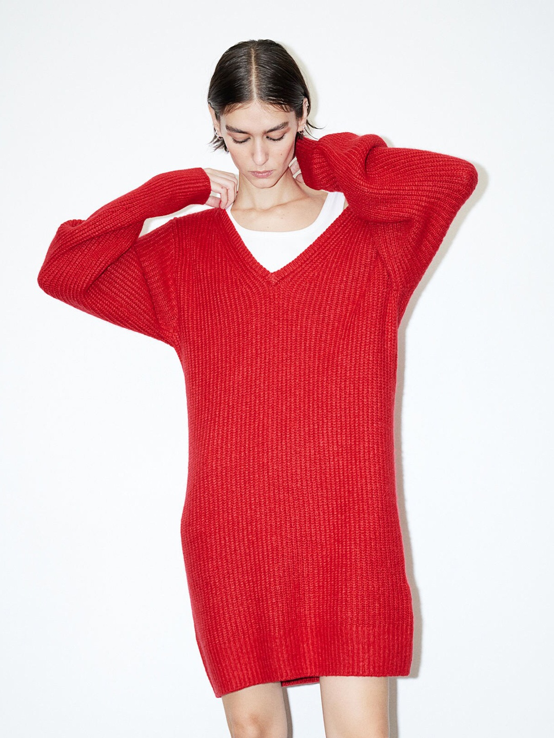 

H&M Rib-Knit Dress, Red