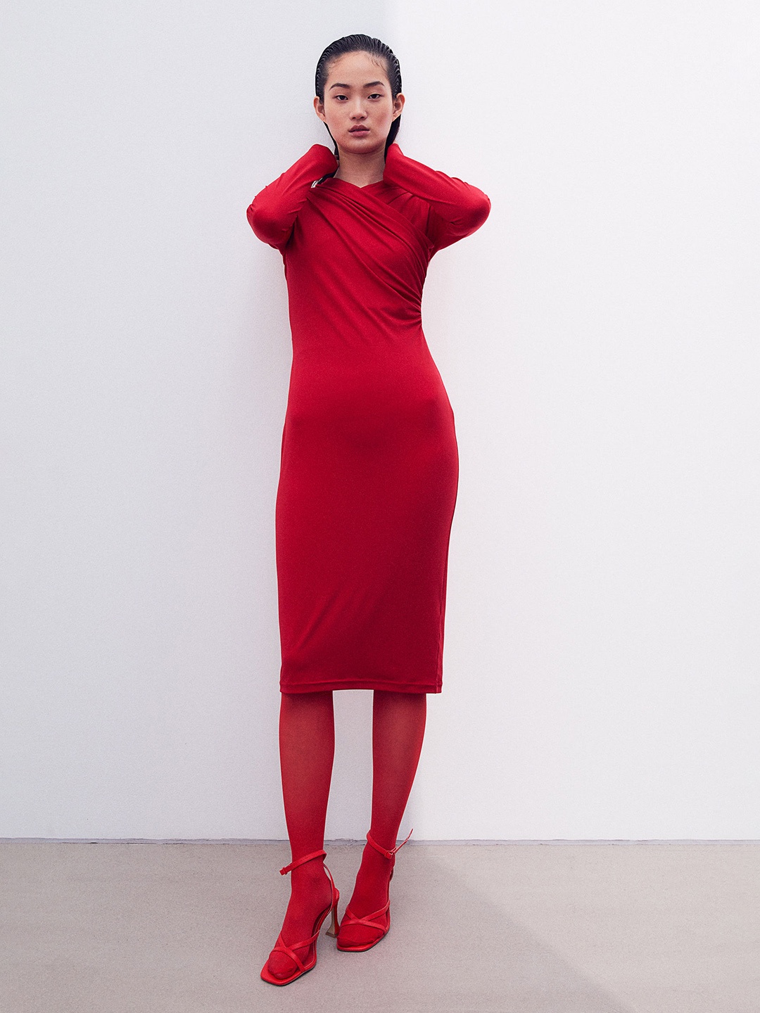 

H&M Draped Bodycon Dress, Red