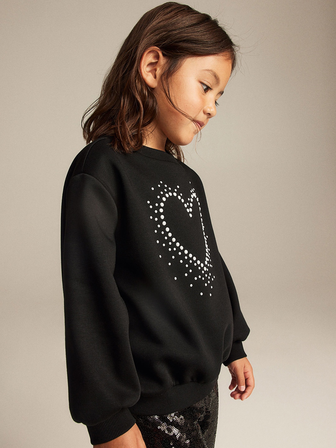 

H&M Girls Motif-Detail Sweatshirt, Black