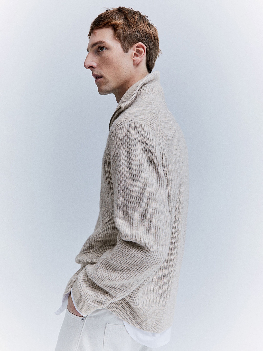 

H&M Regular Fit Cable-Knit Cardigan, Beige