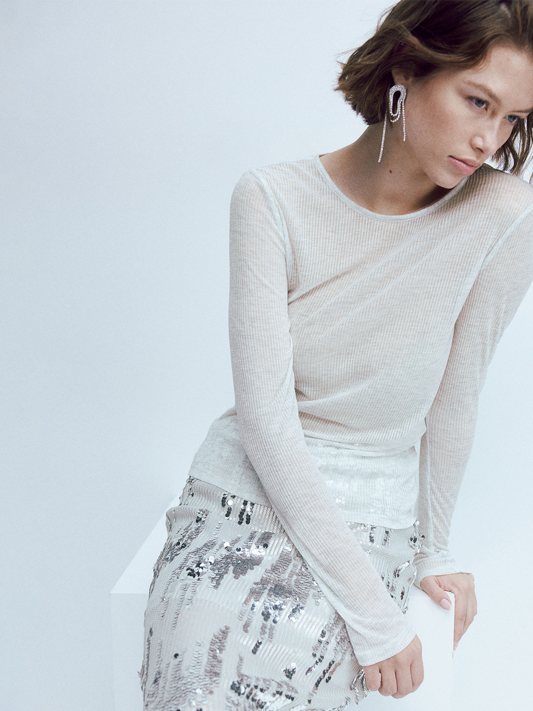 

H&M Long-Sleeved Top, Grey