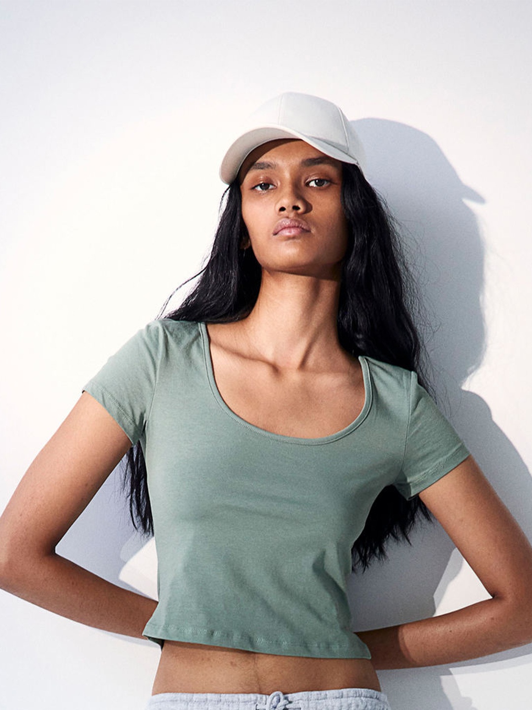 

H&M Cotton Jersey Top, Green