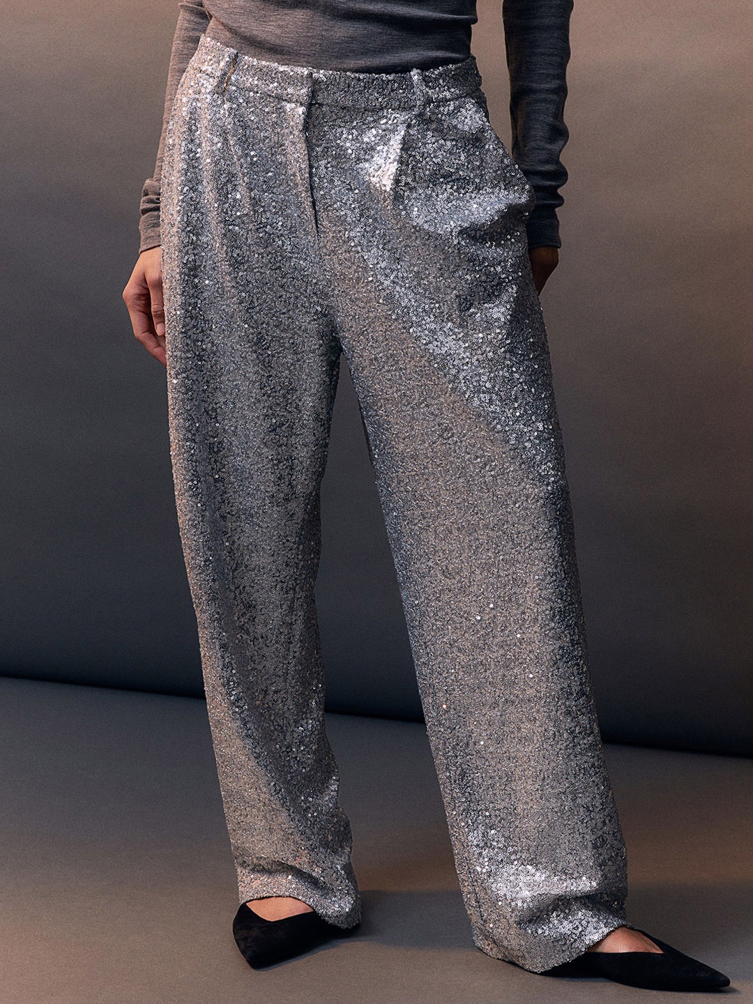 

H&M Shimmering Trousers, Silver