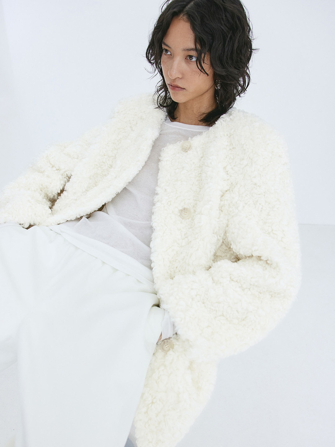 

H&M Teddy Jacket, White