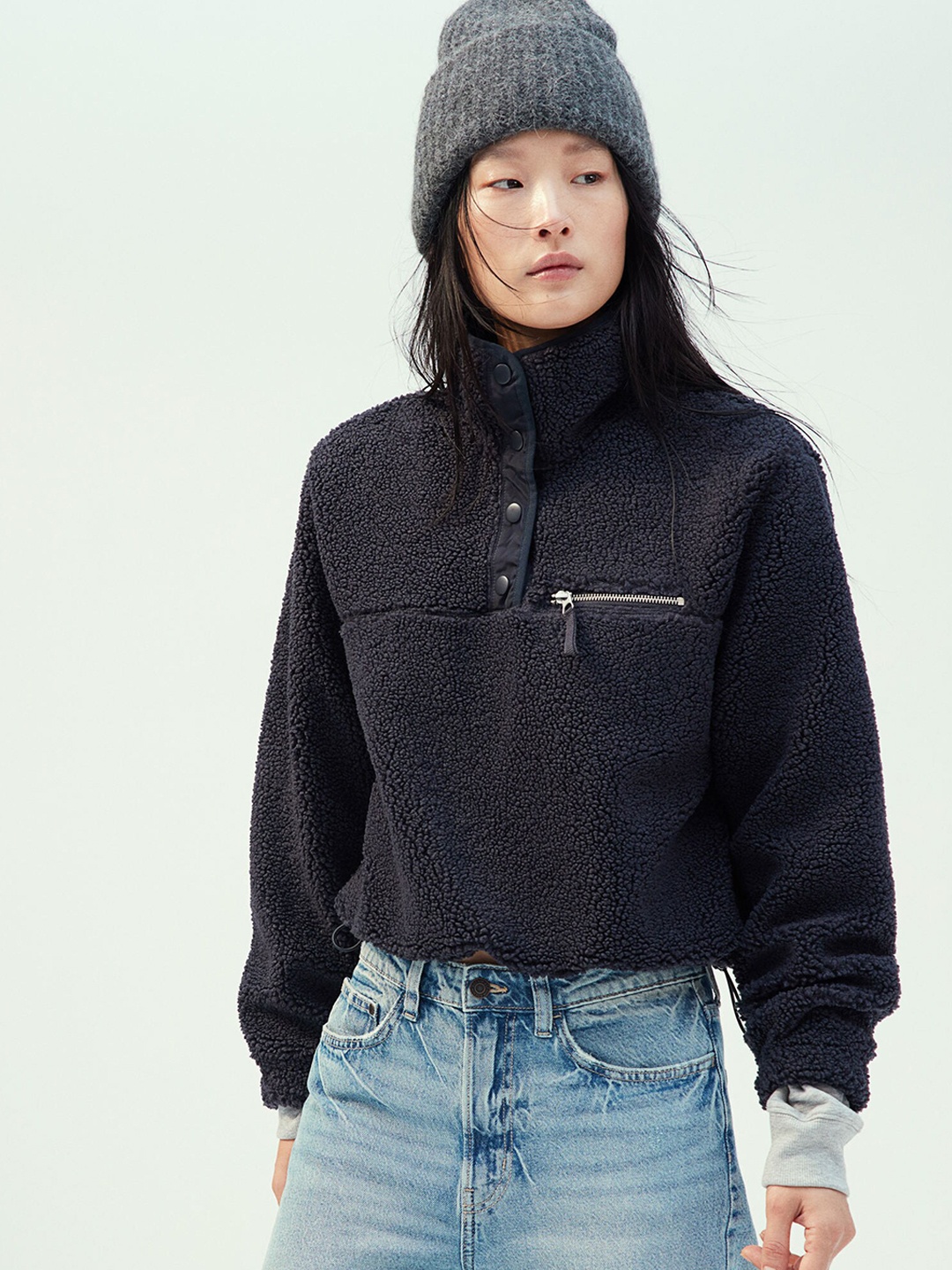 

H&M Teddy Popover Jacket, Blue