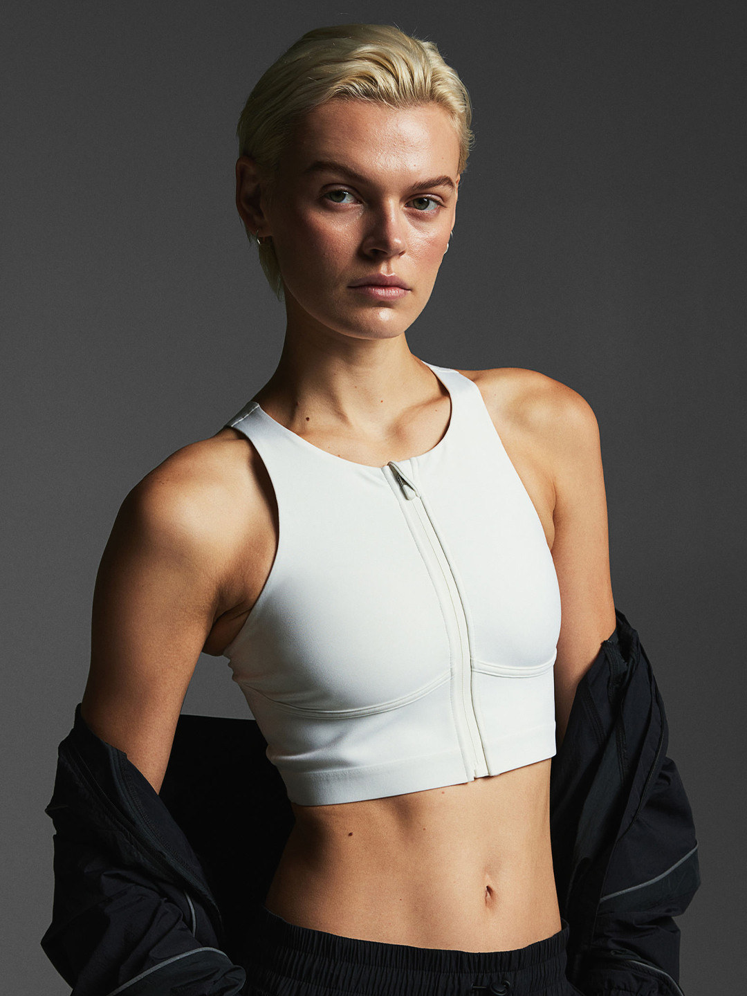

H&M DryMove High Support Zipped Sports Bra, White