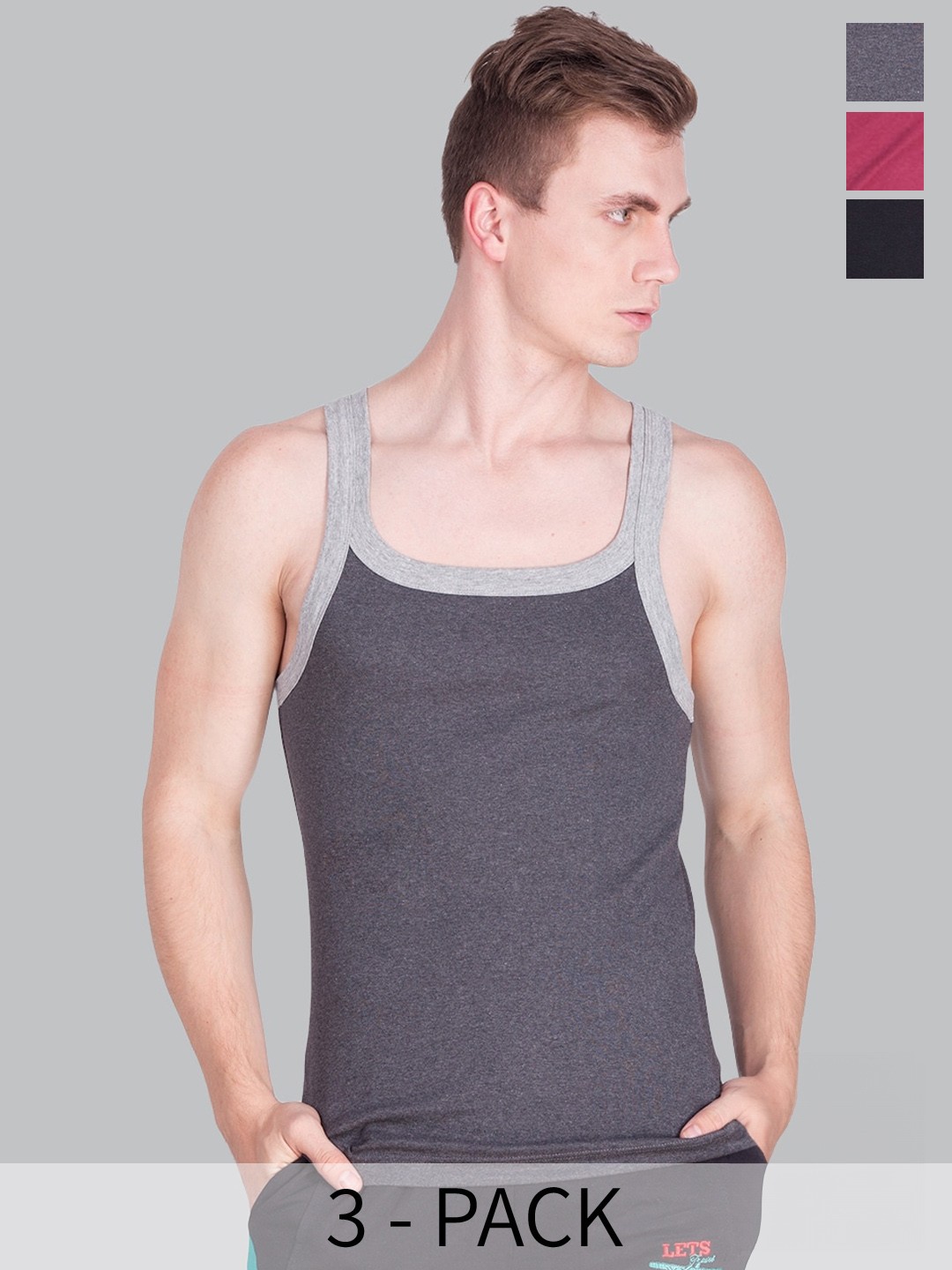 

Force NXT Pack Of 3 Assorted Super Combed Pure Cotton Gym Vests MNFR-261-R3-ASST-C1-PO3