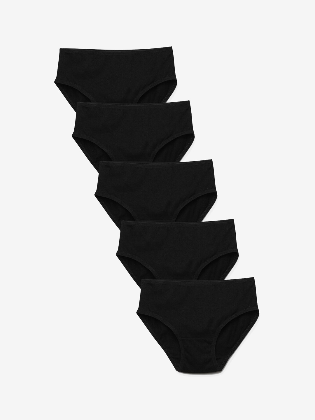 

Charm n Cherish Girls Pack Of 5 Anti Microbial Pure Cotton Basic Briefs, Black