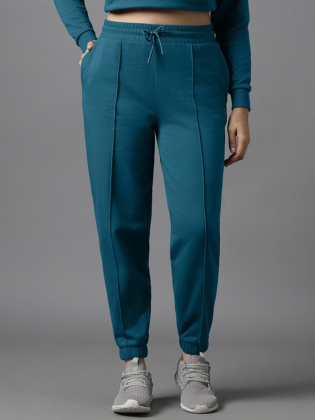 

Amante Women Mid Rise Essential Fleece Joggers, Blue