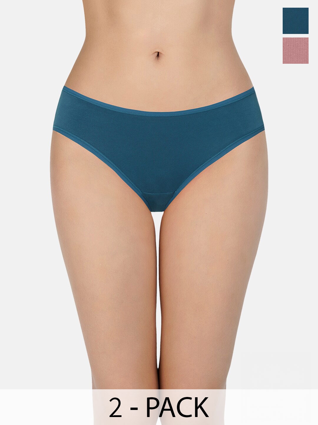 

Amante Assorted Pack of 2 Low Rise Outer Elastic Bikini Briefs PPK32001, Teal