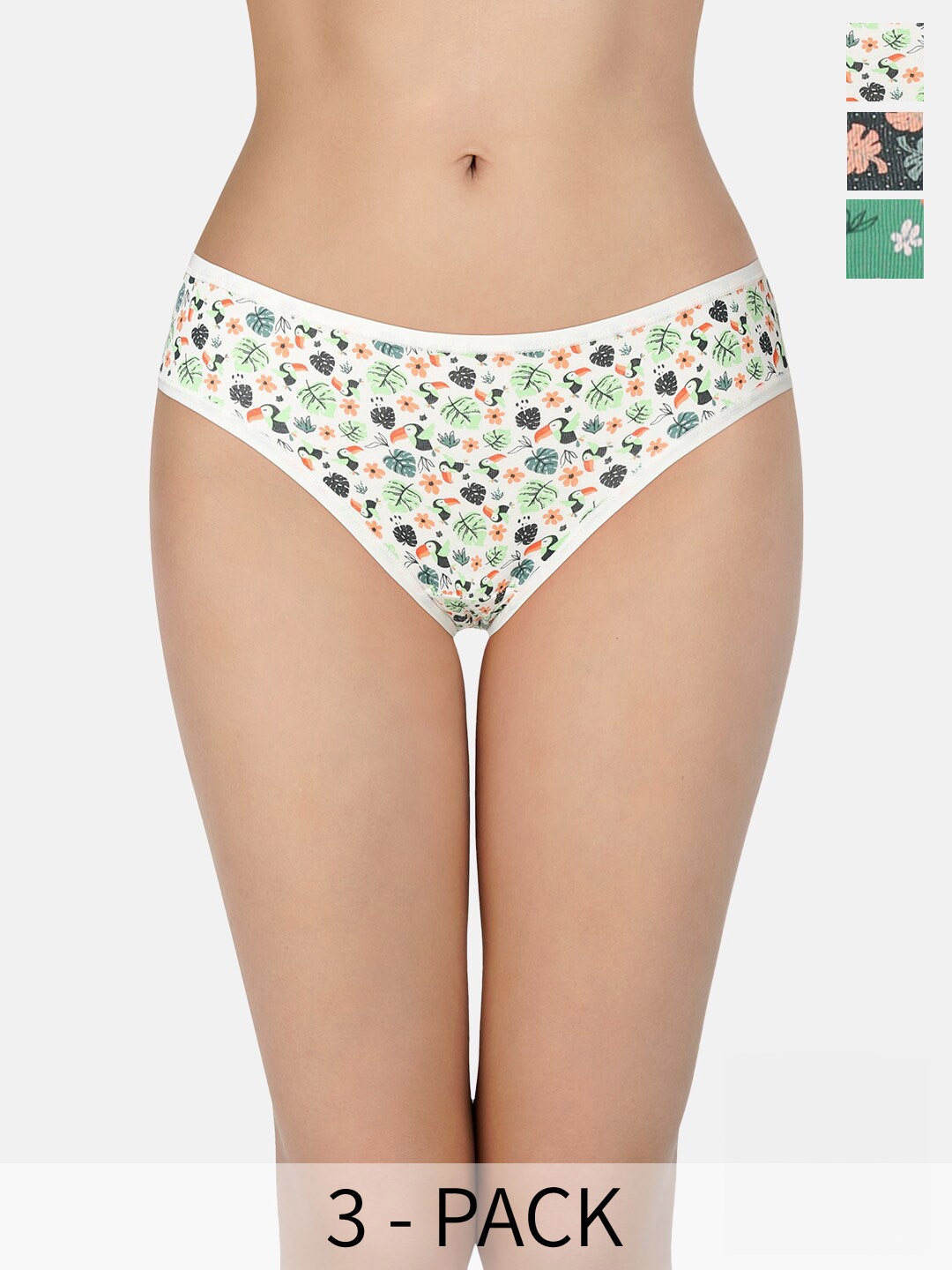 

Amante Assorted Pack of 3 Low Rise Outer Elastic Bikini Briefs, White