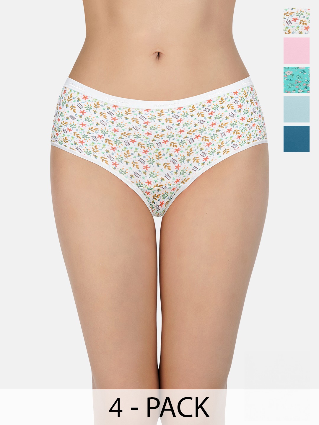 

Amante Assorted Pack of 5 Low Rise Outer Elastic Hipster Briefs, Pink