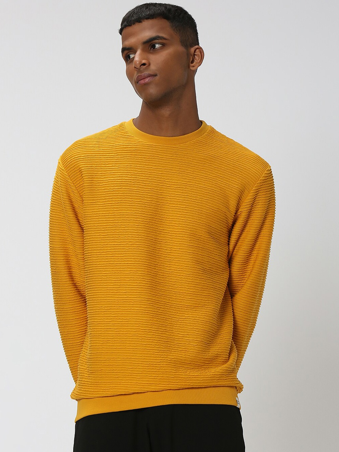 

Mufti Textured Pullover Sweatshirt, Mustard