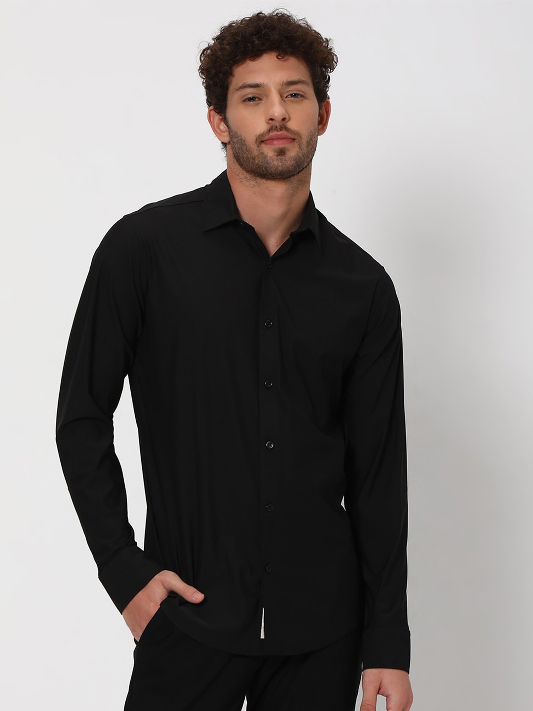 

Mufti Slim Fit Spread Collar Casual Shirt, Black