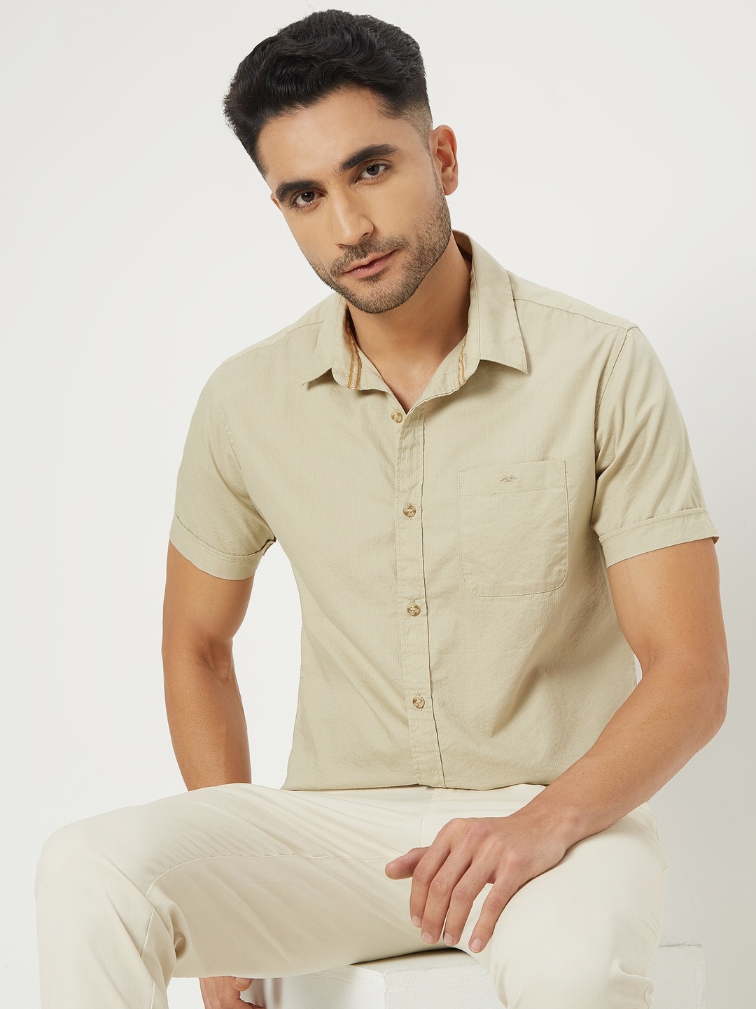 

Mufti Slim Fit Spread Collar Cotton Casual Shirt, Khaki