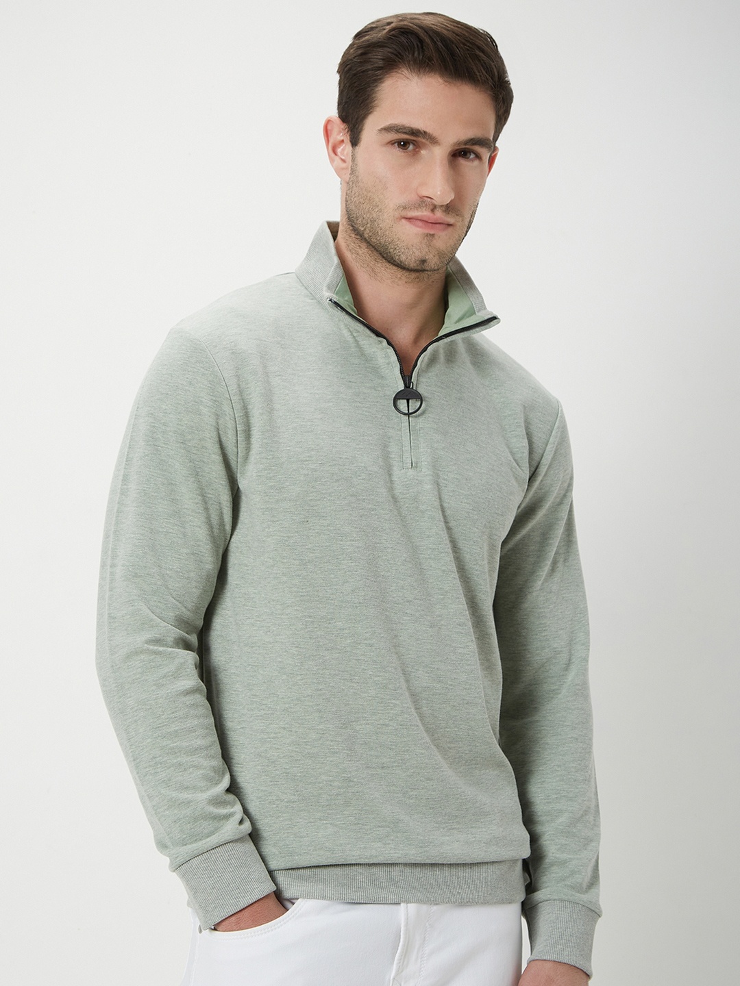

Mufti Mock Collar Long Sleeves Sweatshirt, Green