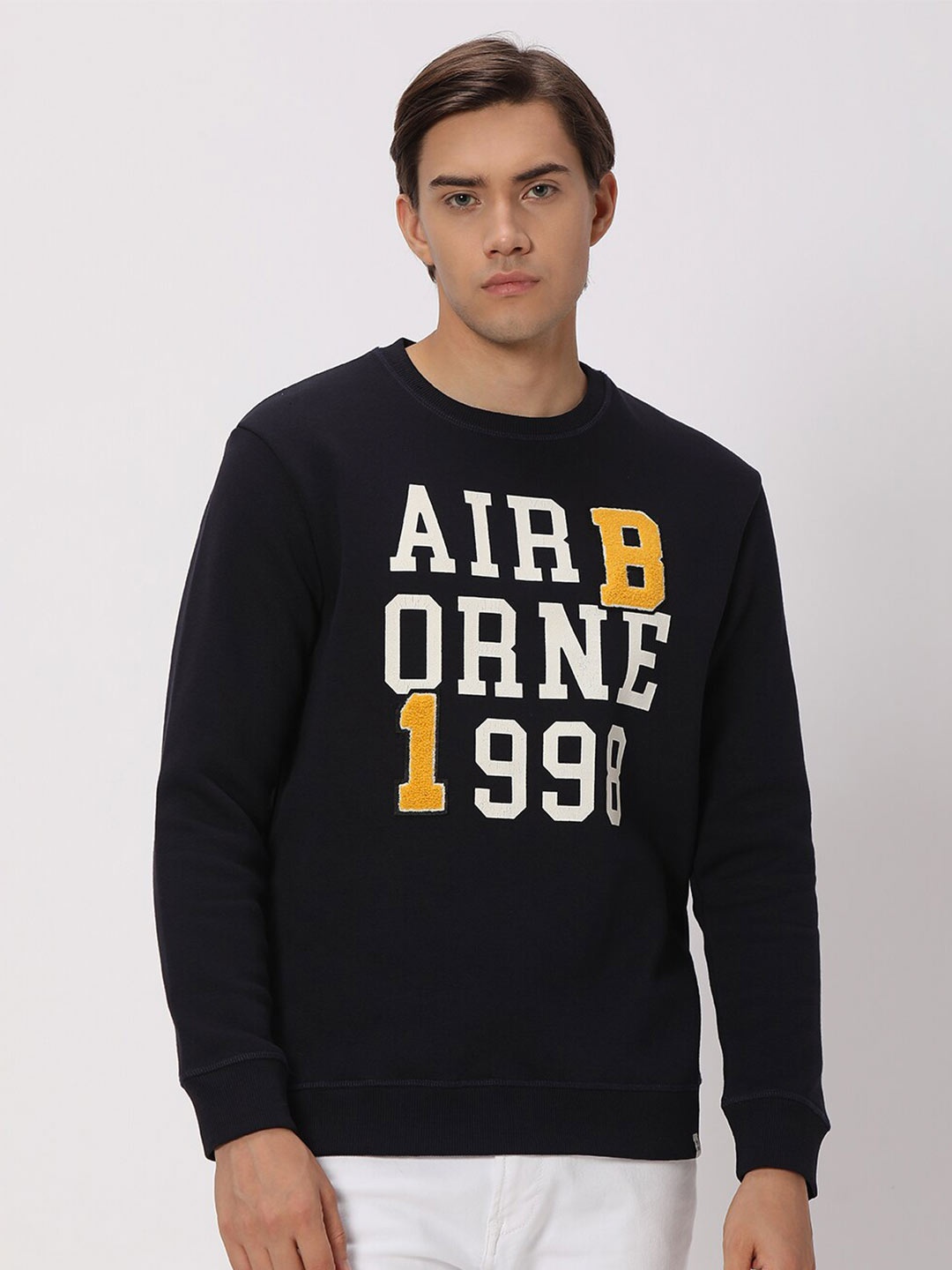 

Mufti Typography Printed Pullover Sweatshirt, Navy blue