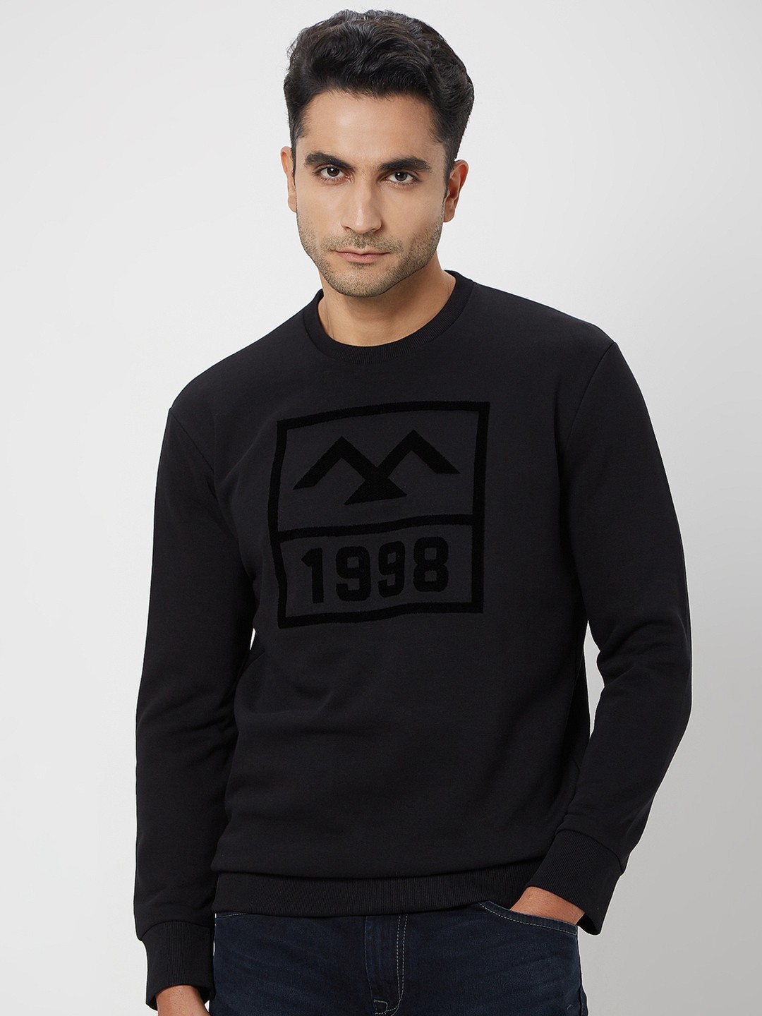 

Mufti Printed Pullover Sweatshirt, Black