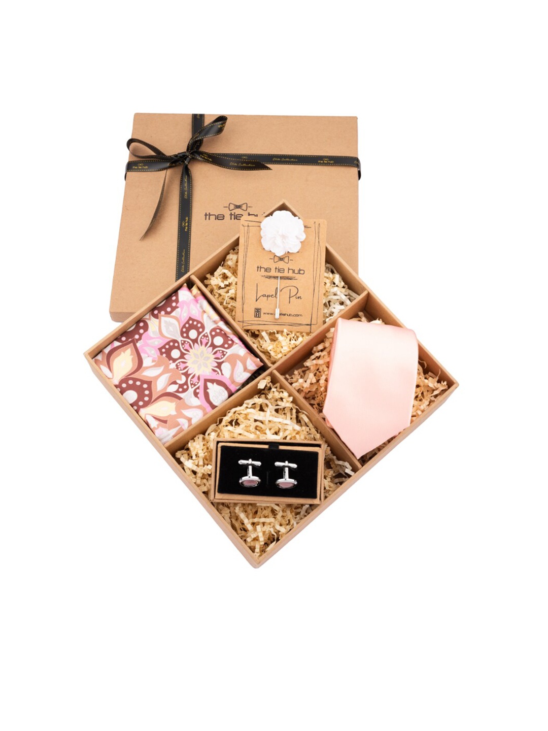

The Tie Hub Men Printed Accessory Gift Set, Rose gold