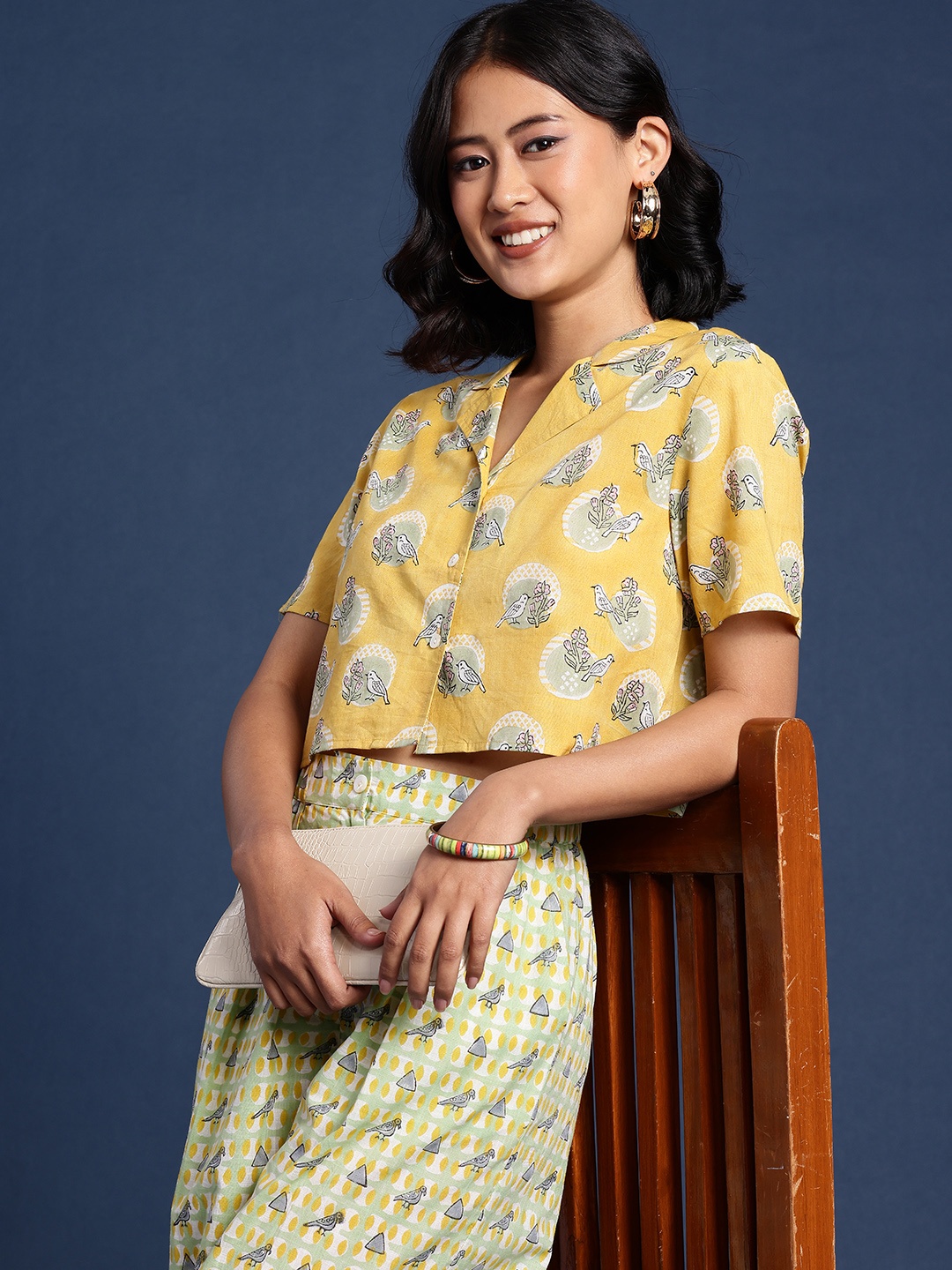 

Taavi Gulli Sanganeri Printed Shirt And Palazzos, Yellow