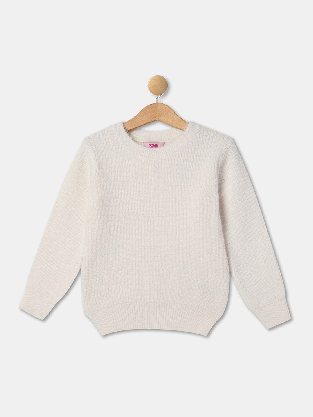 

R&B Girls Ribbed Acrylic Pullover, White