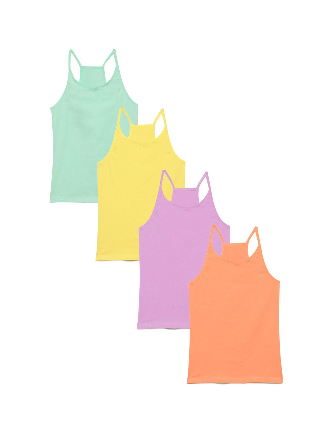 

Charm n Cherish Girls Pack Of 4 Non Padded Camisole, Green