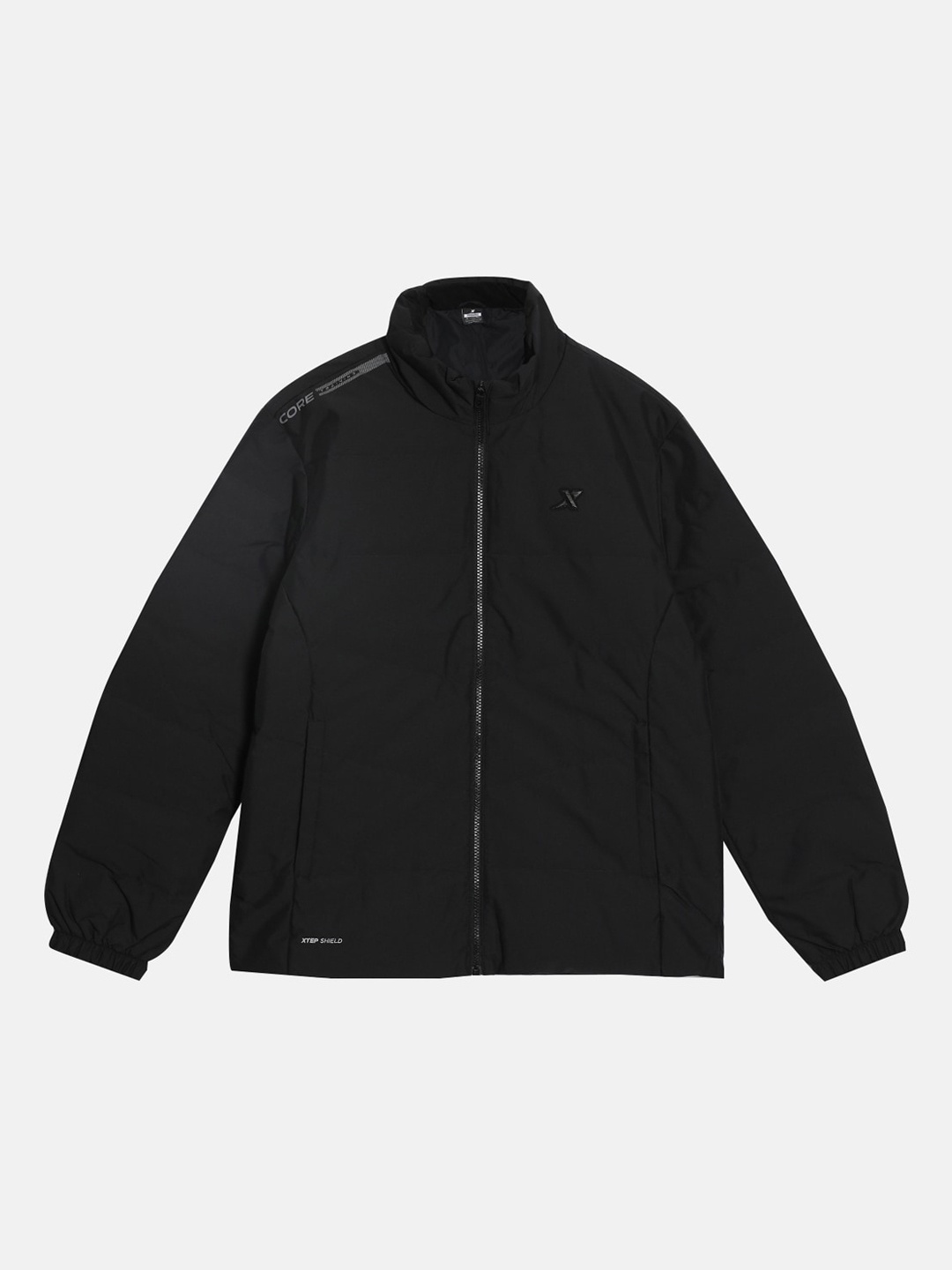 

Xtep Water Resistant Mock Collar Sporty Jacket, Black
