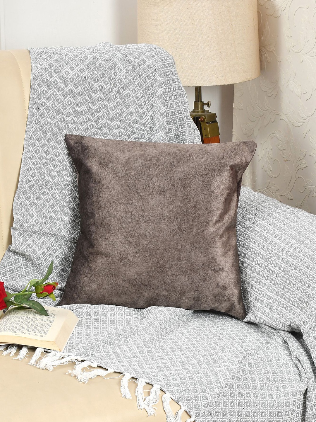 

Florida Grey Velvet Square Cushion Cover