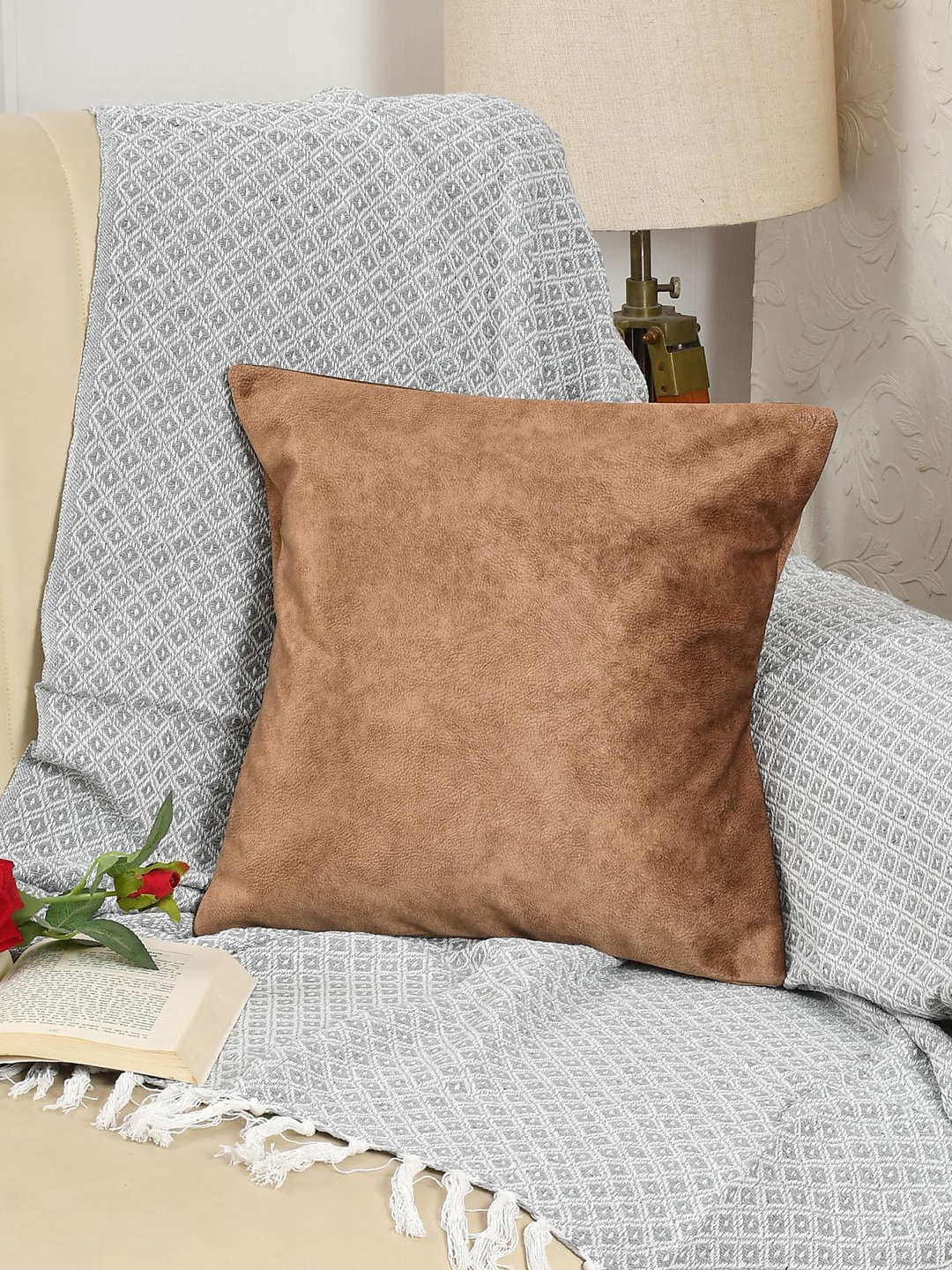 

Florida Brown Velvet Square Cushion Cover