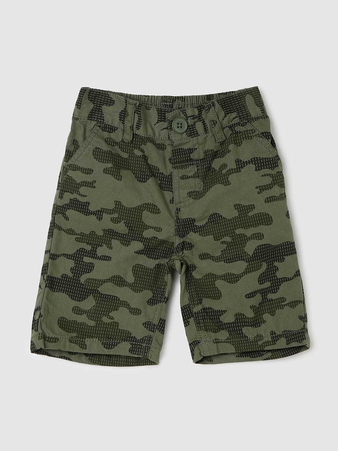 

max Infant Boys Camouflage Printed Pure Cotton Shorts, Olive
