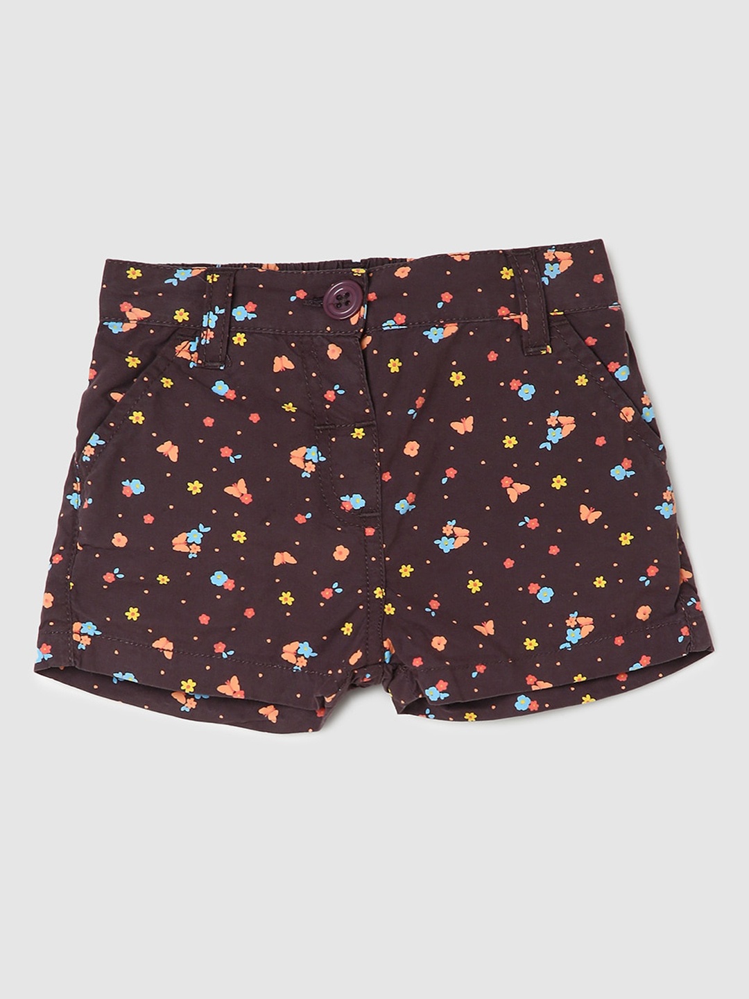 

max Infant Girls Regular Fit Printed Shorts, Coffee brown