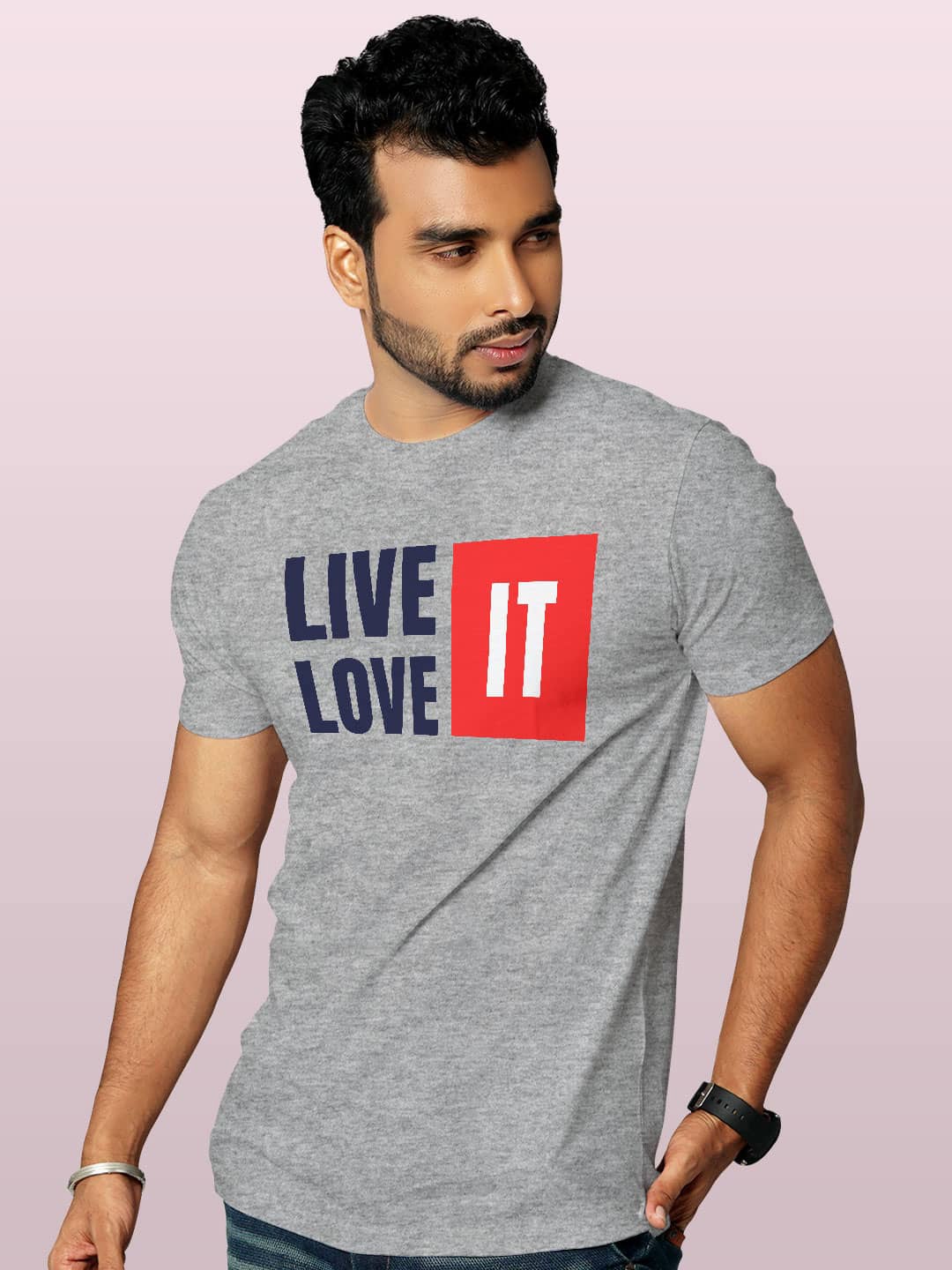 

macmerise Typography Printed Bio Finish Cotton T-shirt, Grey melange