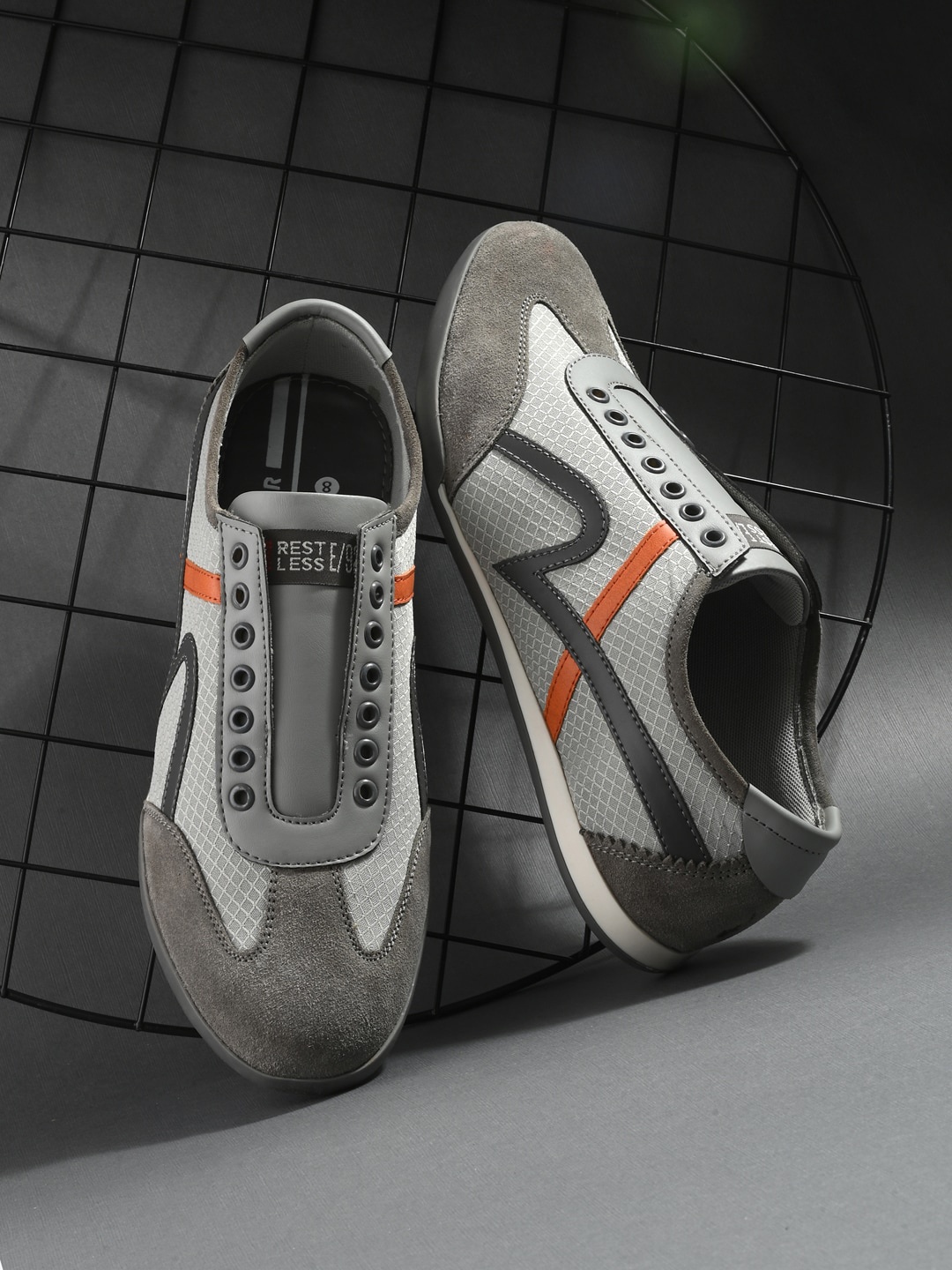 

SPYKAR Men Striped Comfort Insole Slip-On Sneakers, Grey