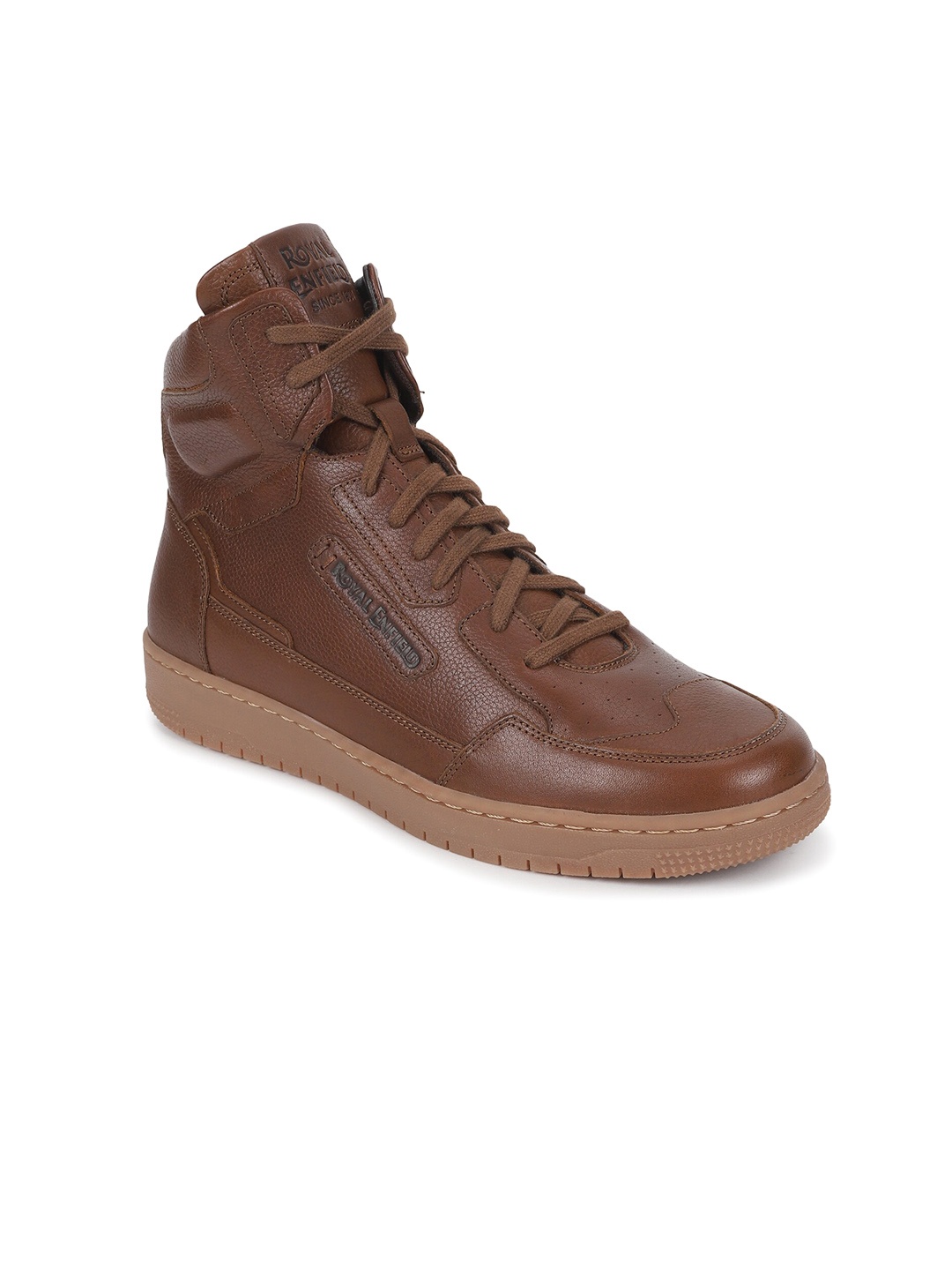 

Royal Enfield Men Street Ace Leather Mid-Top Regular Boots, Brown