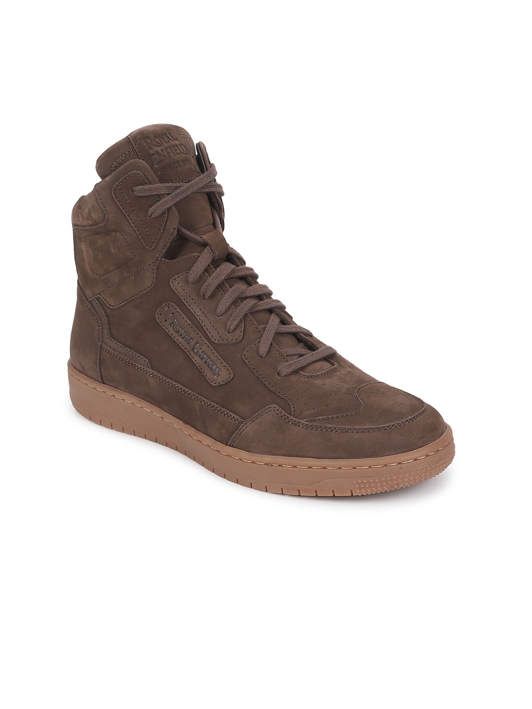 

Royal Enfield Men Street Ace Leather Mid-Top Regular Boots, Tan