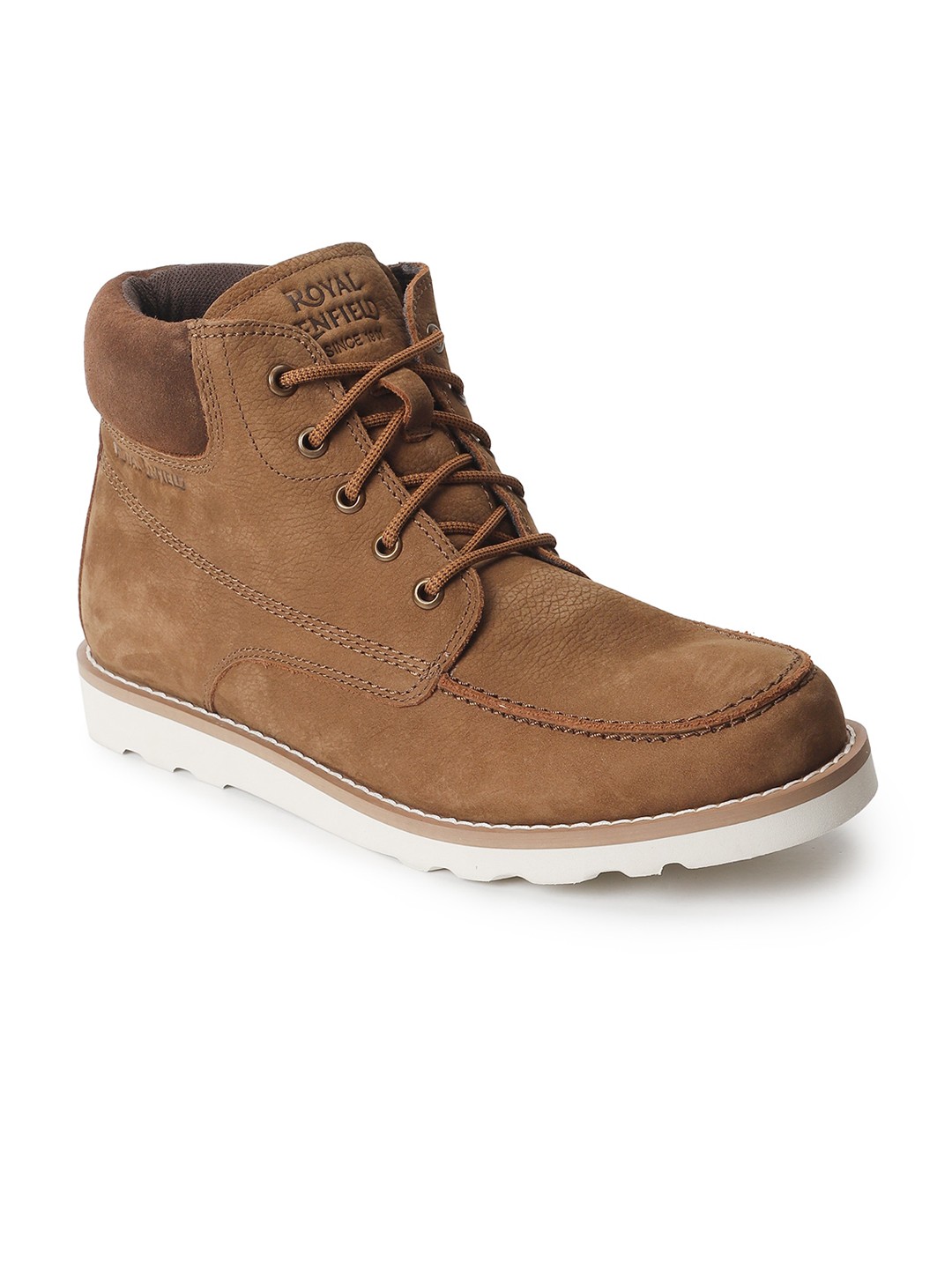 

Royal Enfield Men Leather Mid-Top Regular Boots, Brown